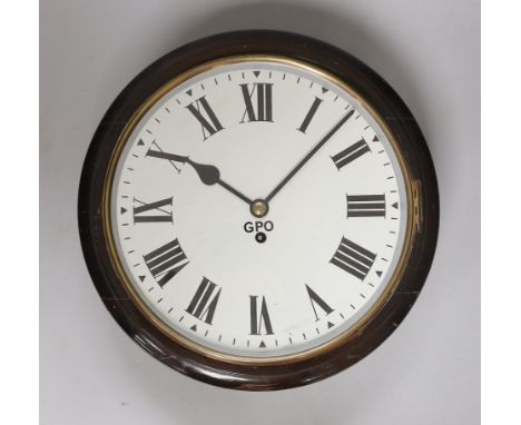 A fusee dial wall clock, 37cm diameter, the dial inscribed GPO