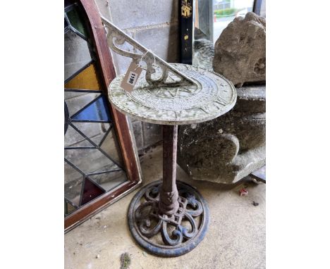 A cast and oxidised metal sundial, height 81cm