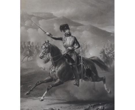 H. Cousins after Frank De Prades, mezzotint, 'The Right Honourable The Earl of Cardigan K.C.B. on his favourite charger, Rona