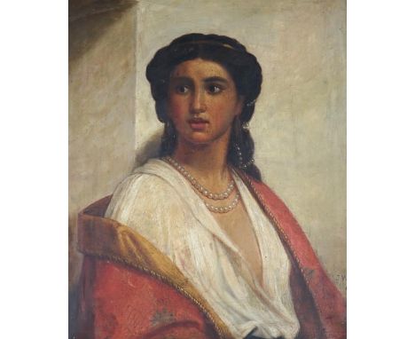 J. Welshe (19th C.), oil on canvas, Portrait of a classical beauty, signed and dated 1886, 45 x 37cm