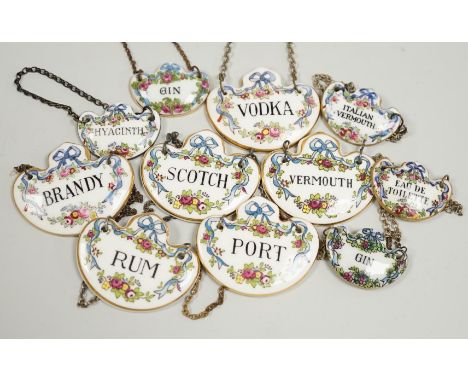 Sundry ceramic wine labels, Staffordshire and Coalport