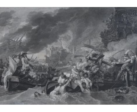 William Woollett after Benjamin West, engraving, 'The Battle at La Hogue', published by West, Woollett and Hall 1781, visible