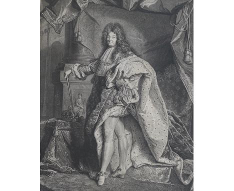 Pierre Drevet after Hyacinthe Rigaud (1659-1743), engraving, 'Louis XIV, King of France (1638-1715)', visible sheet, 60 x 48.