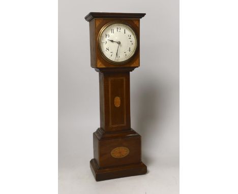 An Edwardian miniature longcase clock with enamelled dial, 39cm