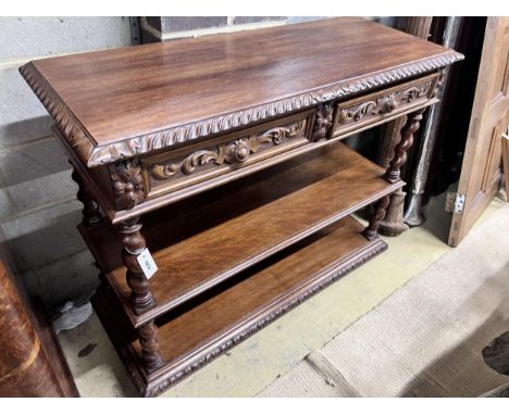 A French oak buffet, width 116cm, depth 44cm, height 98cm