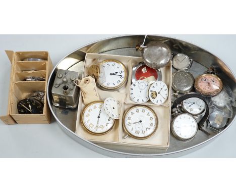 A 19th century silver pair cased pocket watch by Phillips of Ludlow, other pocket watches and movements etc, including silver