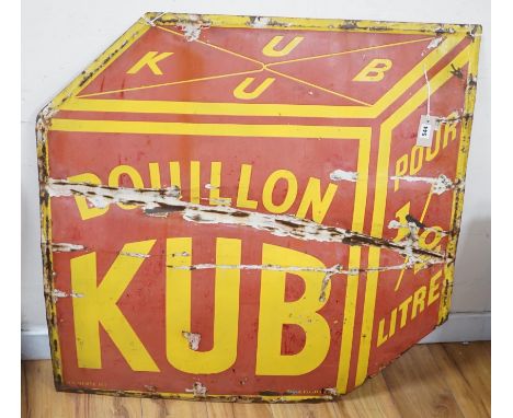 A French enamel advertising sign, “Bouillon Kub”, 97cm wide, 97cm high