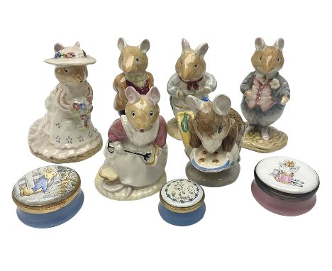 Five Royal Doulton Beatrix Potter figures, comprising Poppy Eyebright, Clover, Lord Woodmouse, Mr Apple and Dusty Dogwood, to