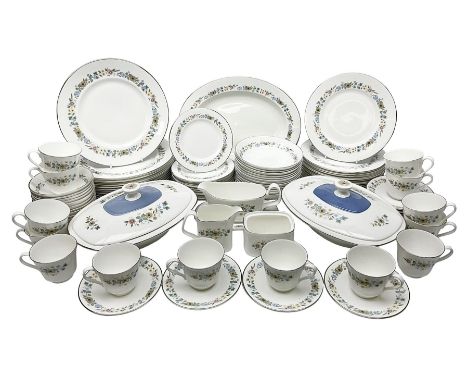 Royal Doulton Pastorale pattern dinner service for twelve, to include dinner plates, side plates, soup bowls, bowls, sauce bo