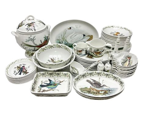 Portmeirion Birds of Britain pattern, dinner service for eight, to include covered soup tureen with ladle, dinner plates, sou