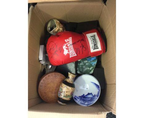 A selection of items to include scales, a small quantity of costume jewellery, a pair of binoculars in leather case etc.