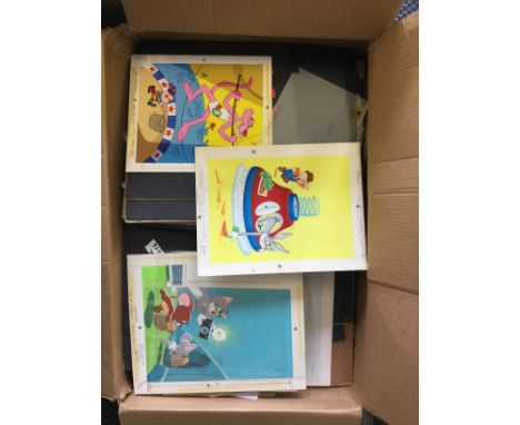 Two boxes of comic prints to include Bugs Bunny and Pink Panther prints.