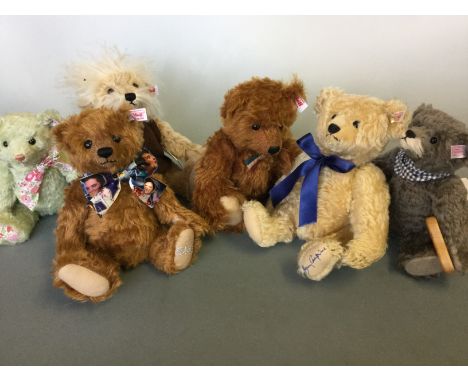 Six Steiff limited edition teddy bears including The Great American, Einstein, Elvis, etc.