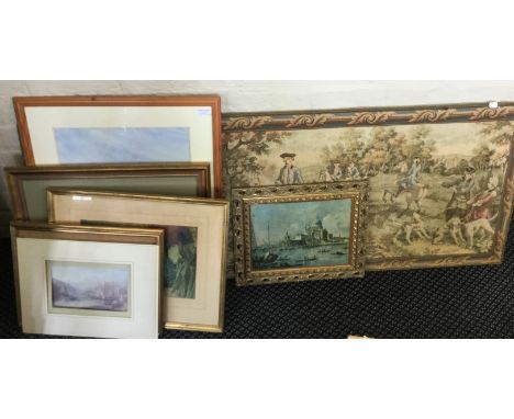 A selection of prints and paintings together with two tapestries