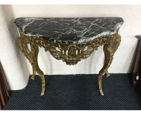 A marble topped console hall table