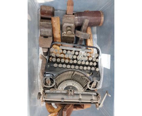 BOX LOT OF TOOLS AND VINTAGE TYPEWRITER