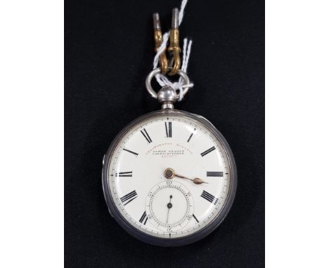 SILVER POCKET WATCH WITH FUSEE MOVEMENT RETAILED BY JAMES GRAHAM, CARRICKFERGUS