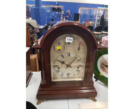 HEAVY GEORGIAN STYLE BRACKET CLOCK (WEIGHT 2.5 STONE) SITTING ON ANTIQUE LION CLAW FEET (PWO CASE NEEDS SOME ATTENTION )