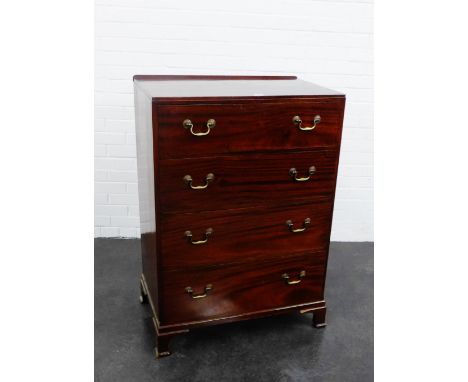 A mahogany ledgeback chest with four graduated long drawers, on bracket feet, 110 x 78cm 