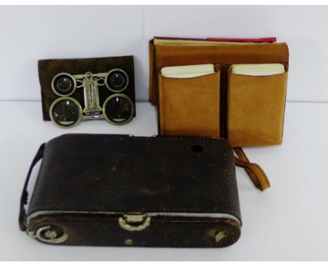 A vintage Kodak camera, playing cards and a pair of folding spectacles, (a lot) 