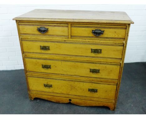 A light oak chest with two short and three long drawers, 92 x 100cm