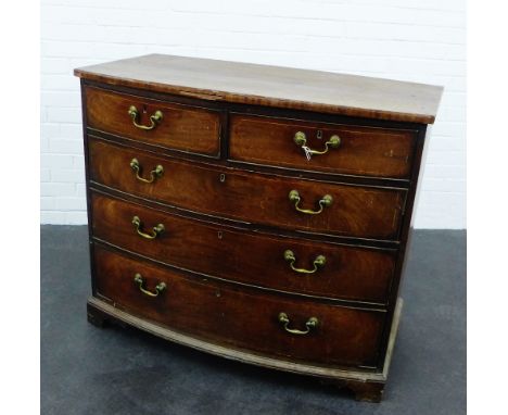 A 19th century  mahogany bow front chest, fitted  two short and three graduating long drawers, 94 x 110cm