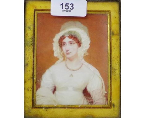 Mrs Henrietta Lamb, daughter of Mrs Ellison of Hebburn Hall, Durham,  Half length portrait, watercolour,  unsigned, in a glaz