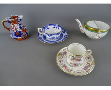 Spode bone china feeder cup, a Dresden 'Sprays' coffee can and saucer, a blue and white cabinet cup and saucer 'Landscape' pa