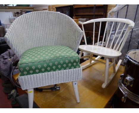 Lloyd loom style bedroom chair and a stick back rocking armchair