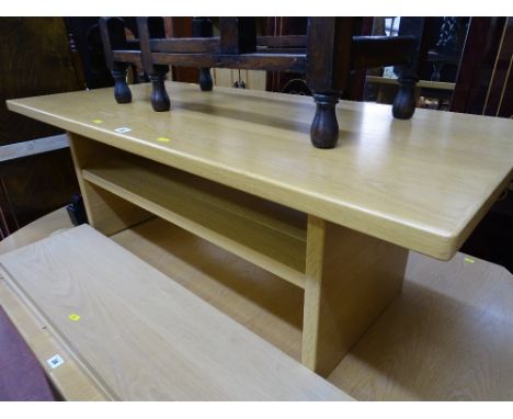 Light wood coffee table with base shelf