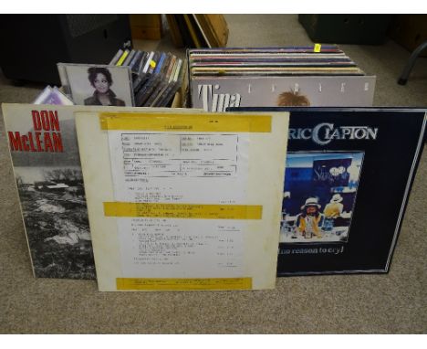 Box of LP records including Sugar Hill Gang promotional copy, Jimi Hendrix, Eric Clapton and a box of contemporary CDs