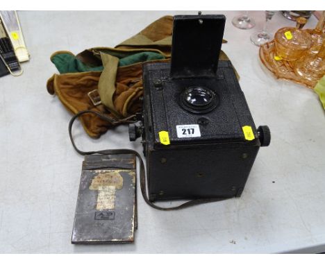 Ross Anastigmat vintage box camera with case and slides