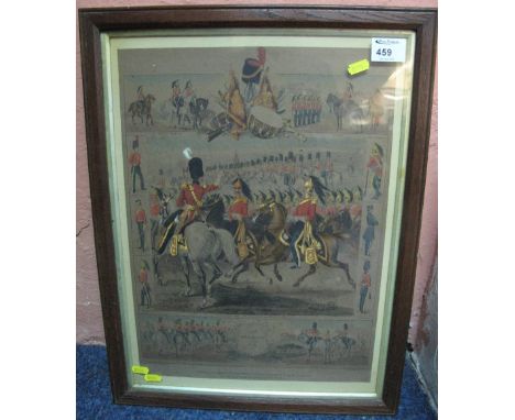 After M. Angelo Hayes, 'The Dragoons number 3', a coloured military lithograph print.  Framed and glazed.