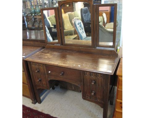 Mid 20th Century 'Old Charm' style oak mirror backed dressing table.