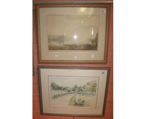 William Heaton Cooper, 'Morning Light, Grasmere', coloured print, signed in pencil.  Framed and glazed.  Together with J Stua