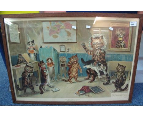 After Louis Wain, 'The Naughty Puss', coloured print from the Penny Illustrated Newspaper, Christmas number, 1898.  Framed an