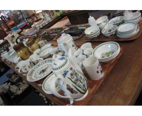 Seven trays of mainly Portmeirion 'The Botanic Garden' design items to include: coffee and teapot; cups and saucers; bowls; w