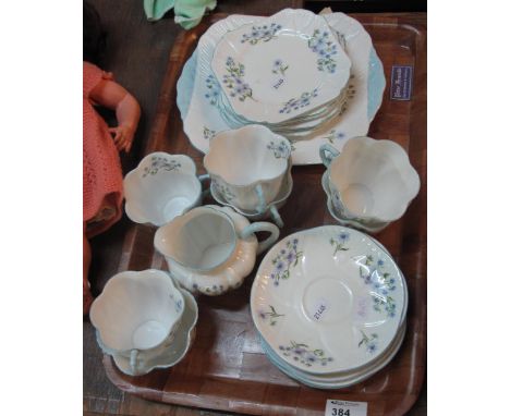 Tray of Shelley fine bone china 'Bluerock' teaware comprising: six cups; six saucers; milk jug; sucrier; six side plates and 