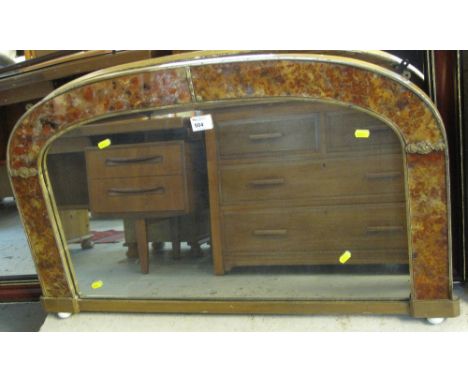 Gilt and marble finish over mantel mirror.