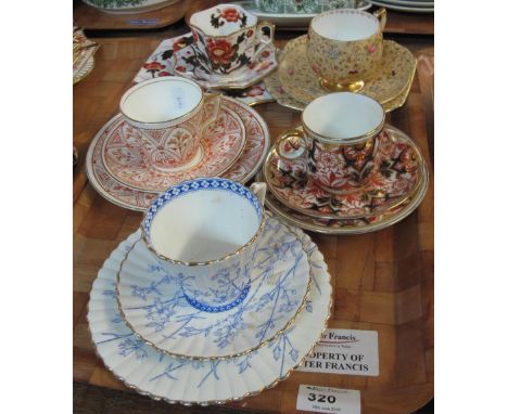 Five 19th and 20th Century cabinet china trios to include: Shelley, registration no. 823342; Wileman Staffordshire and others