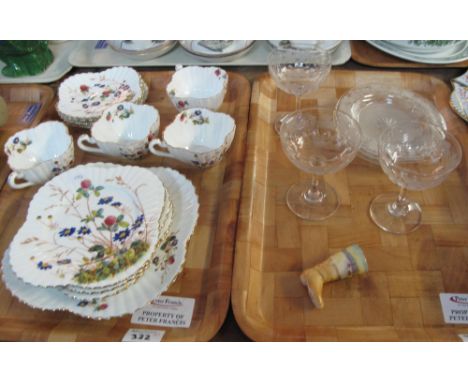 Tray of late 19th Century printed and painted floral Wileman teaware to include: teacups and saucers and plates together with