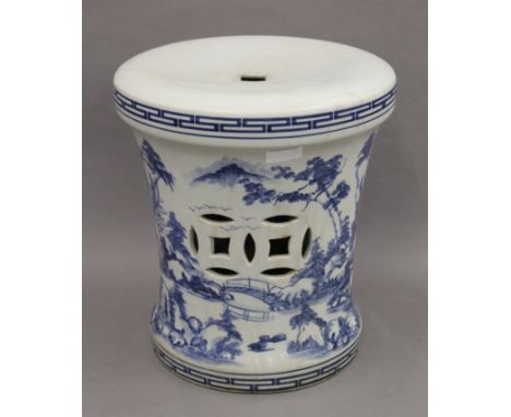 A Chinese ceramic garden seat. 35.5 cm high.