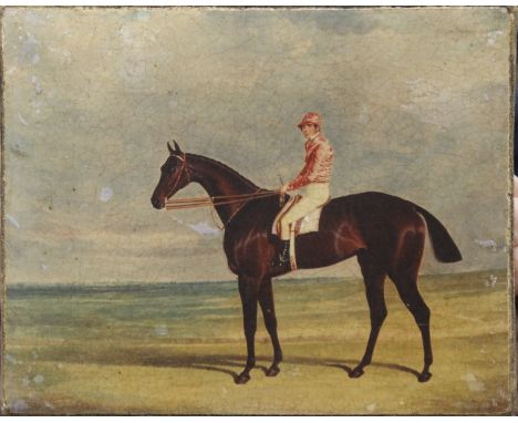 A Horse with Jockey Up, print, unframed. 25 x 20 cm.