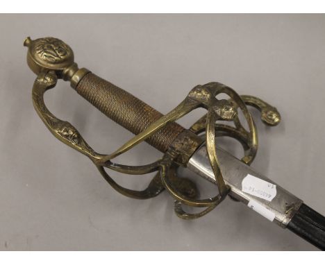 A Rapier sword in scabbard. 109 cm long.