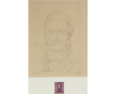 Max Švabinský (Czech, 1873-1962) A portrait of Ludovít Štúr, a design for a stamp pencil, signed with initials lower right 21