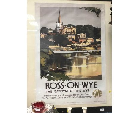 Reproduction print of a GWR poster 'Ross-On-Wye', in glazed frame