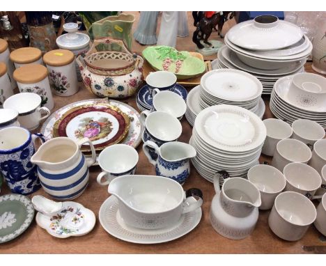 Group mixed ceramics including Carltonware leaf dish, Sylvac, Portmerion storage jars and Royal Doulton Morning Star tea and 