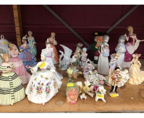 Group figures including Royal Doulton, Coalport, Wedgwood and Nao, together with other ornamentsCondition report: Mostly in v