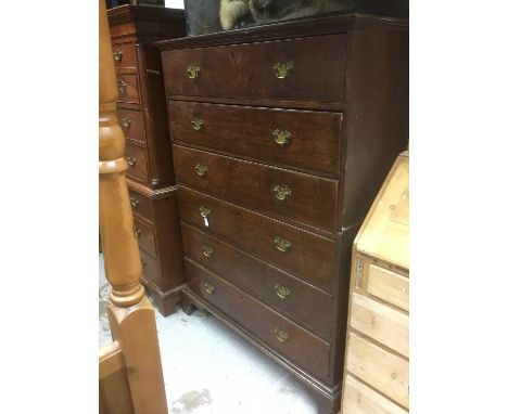 George III oak tall chest of six long drawers, on bracket feet, 110cm wide x 61cm deep x 148cm highProvenance: The Robert Bar