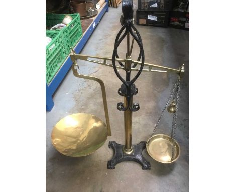Victorian brass shop scales by W&amp;T Avery